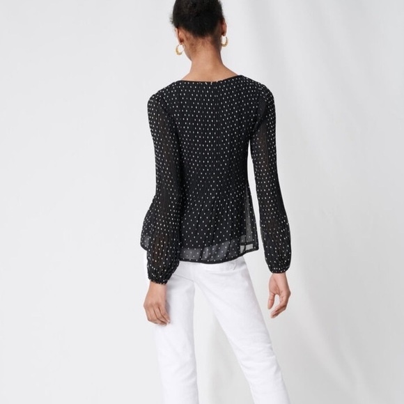 Maje - Black Embroidered Long Sleeve Top - Picture 4 of 7